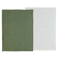 Södahl Viskestykke - Line Olive/white - 2-pak