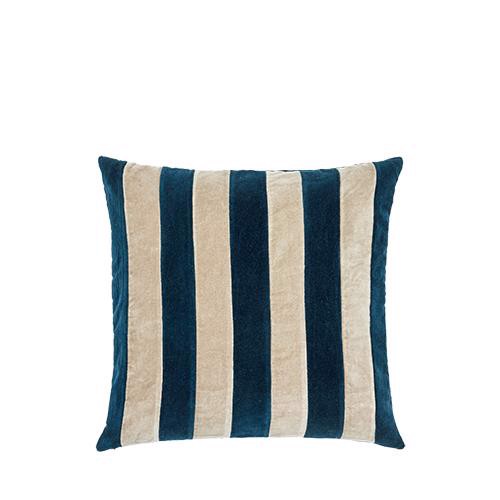 Cozy Living Copenhagen Pude - Carla Striped Velvet 45 x 45 cm Dark Navy