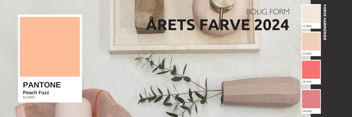 Årets farve 2024 er Peach Fuzz. Pantone/PMS: 13-1023 TCX. HEX: #febe99 RGB: 254,190,153